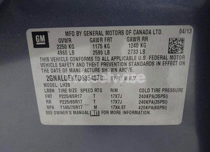Photo 9 of 2013 Chevrolet Equinox 1LT (VIN 2GNALDEK0D6354070)