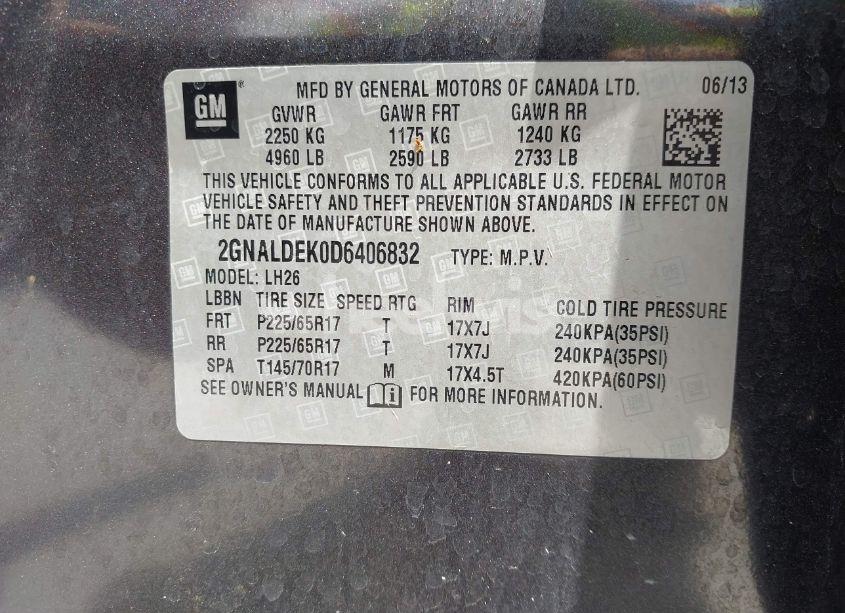 Photo 9 of 2013 Chevrolet Equinox 1LT (VIN 2GNALDEK0D6406832)