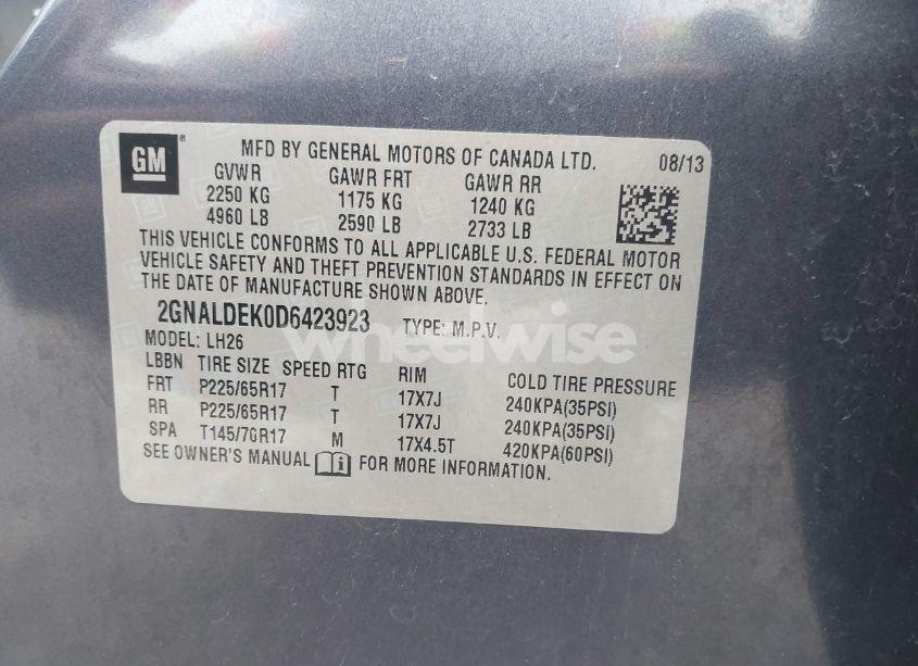 Photo 9 of 2013 Chevrolet Equinox 1LT (VIN 2GNALDEK0D6423923)
