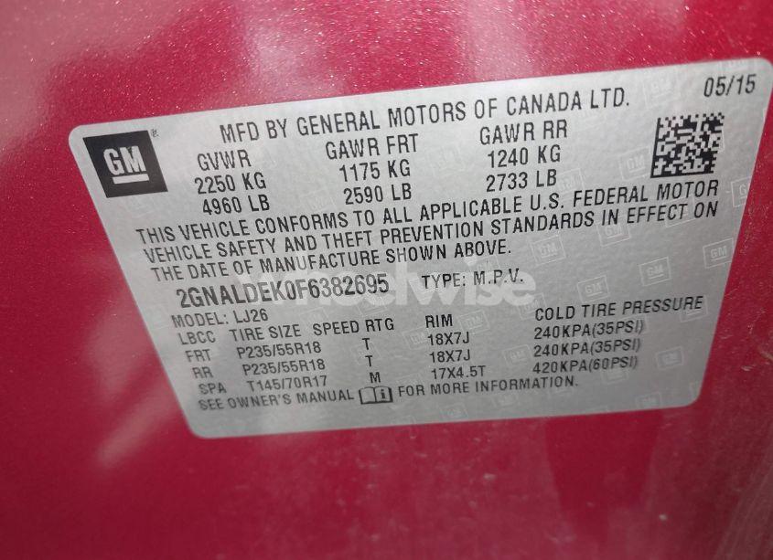 Photo 9 of 2015 Chevrolet Equinox LTZ (VIN 2GNALDEK0F6382695)