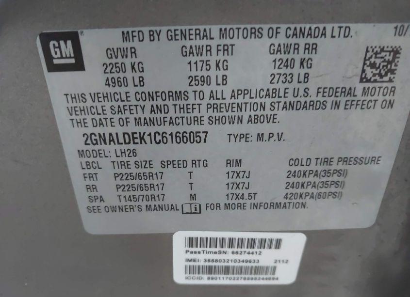 Photo 9 of 2012 Chevrolet Equinox 1LT (VIN 2GNALDEK1C6166057)