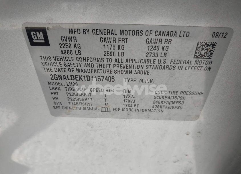 Photo 9 of 2013 Chevrolet Equinox 1LT (VIN 2GNALDEK1D1157406)