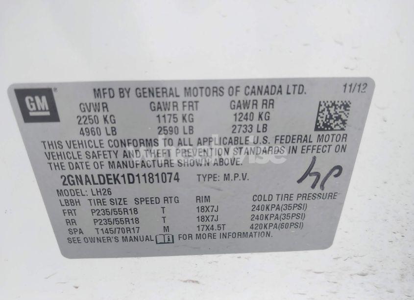 Photo 9 of 2013 Chevrolet Equinox 1LT (VIN 2GNALDEK1D1181074)