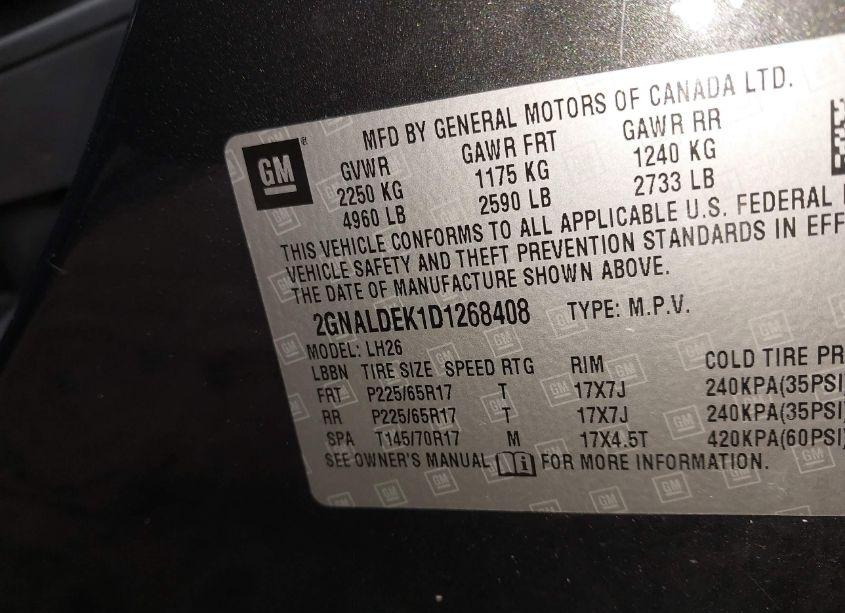 Photo 9 of 2013 Chevrolet Equinox 1LT (VIN 2GNALDEK1D1268408)