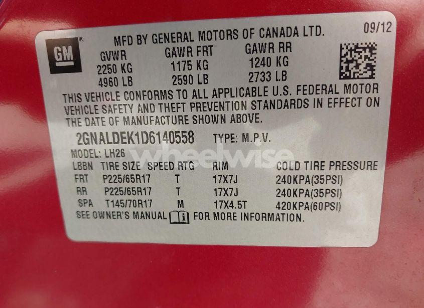 Photo 9 of 2013 Chevrolet Equinox 1LT (VIN 2GNALDEK1D6140558)