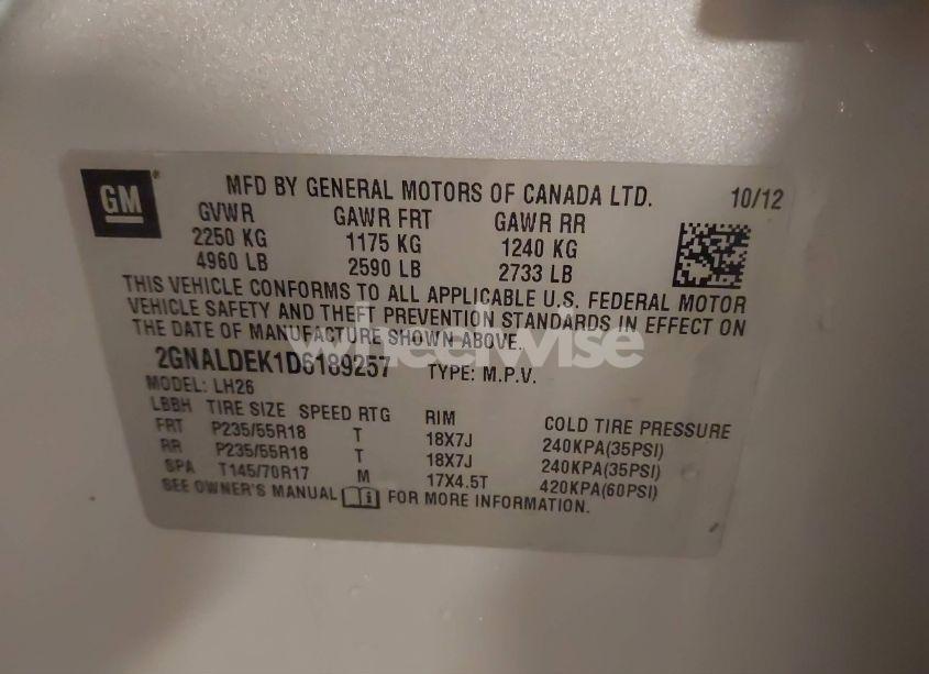 Photo 9 of 2013 Chevrolet Equinox 1LT (VIN 2GNALDEK1D6189257)