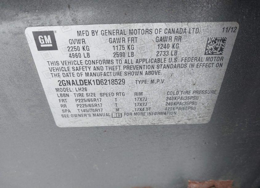 Photo 9 of 2013 Chevrolet Equinox 1LT (VIN 2GNALDEK1D6218529)