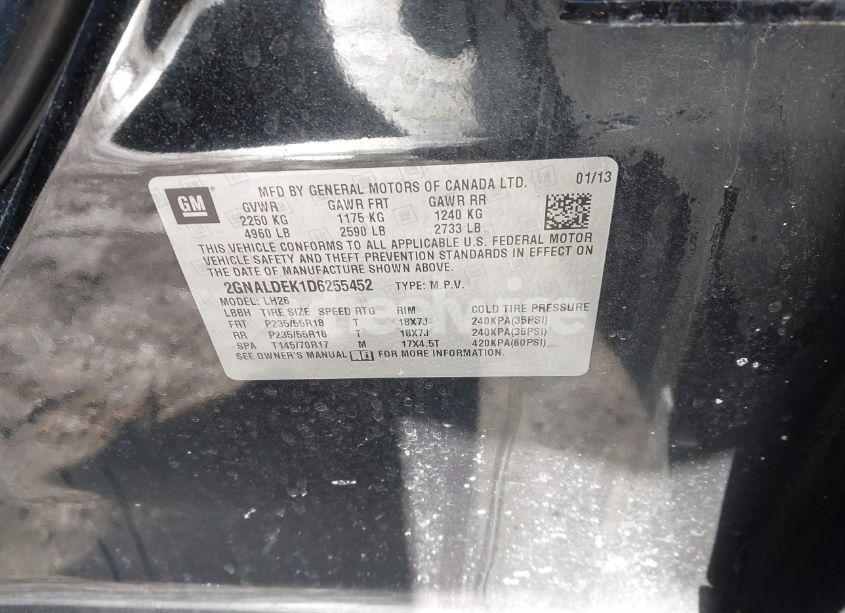 Photo 9 of 2013 Chevrolet Equinox 1LT (VIN 2GNALDEK1D6255452)