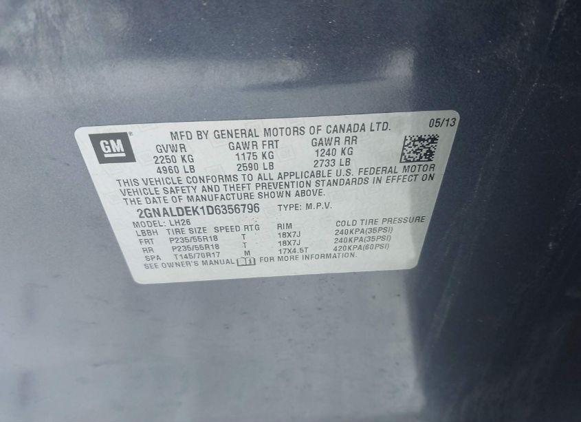 Photo 9 of 2013 Chevrolet Equinox 1LT (VIN 2GNALDEK1D6356796)