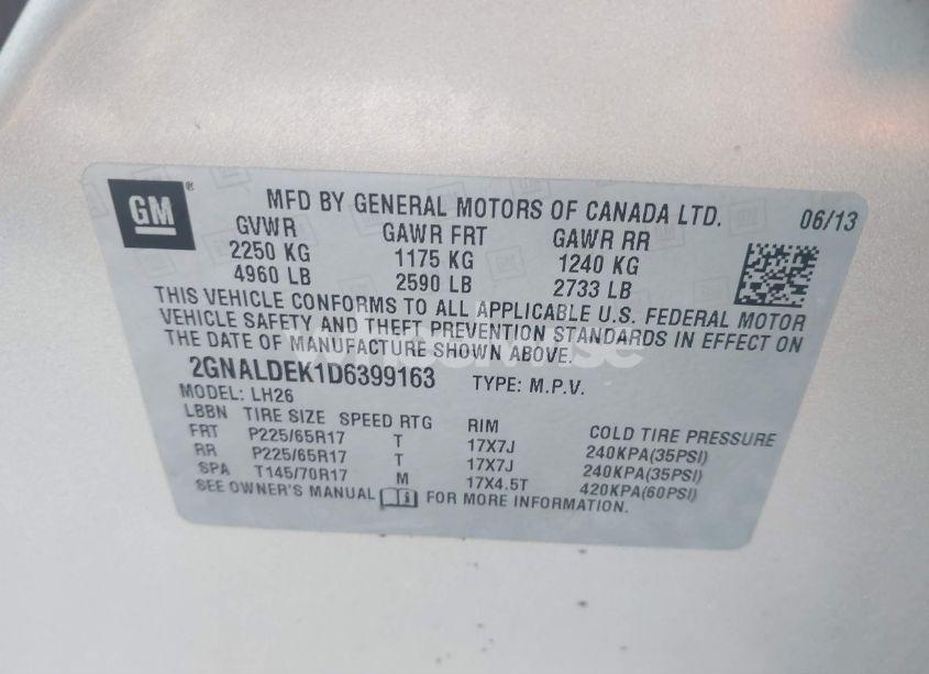 Photo 9 of 2013 Chevrolet Equinox 1LT (VIN 2GNALDEK1D6399163)