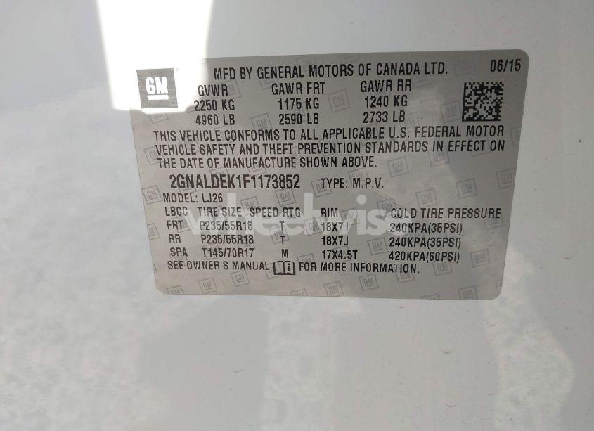 Photo 9 of 2015 Chevrolet Equinox LTZ (VIN 2GNALDEK1F1173852)