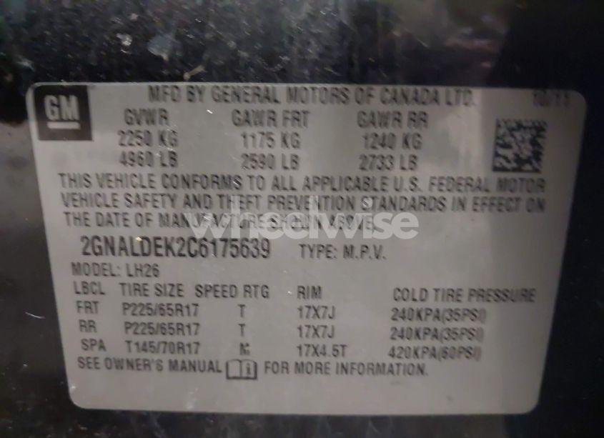 Photo 9 of 2012 Chevrolet Equinox 1LT (VIN 2GNALDEK2C6175639)