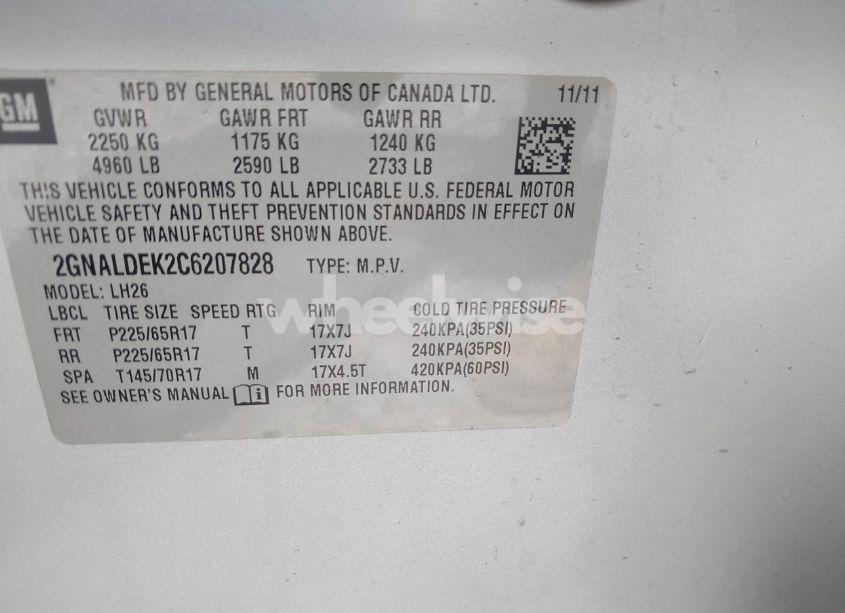 Photo 9 of 2012 Chevrolet Equinox 1LT (VIN 2GNALDEK2C6207828)