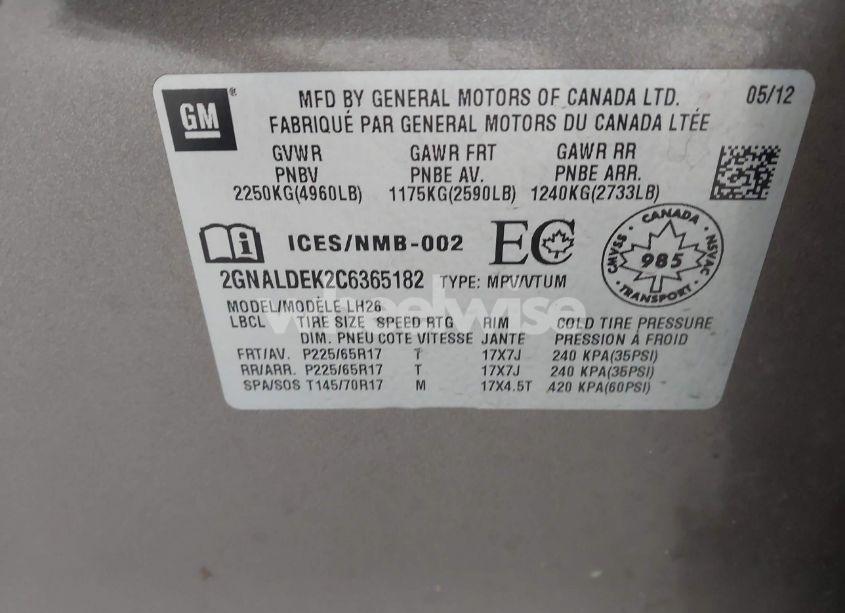 Photo 9 of 2012 Chevrolet Equinox 1LT (VIN 2GNALDEK2C6365182)