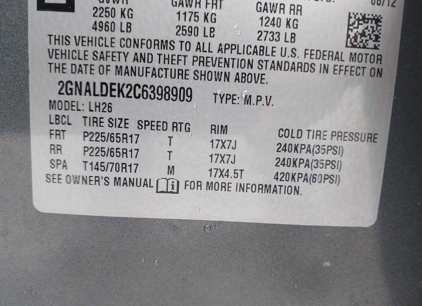 Photo 9 of 2012 Chevrolet Equinox 1LT (VIN 2GNALDEK2C6398909)