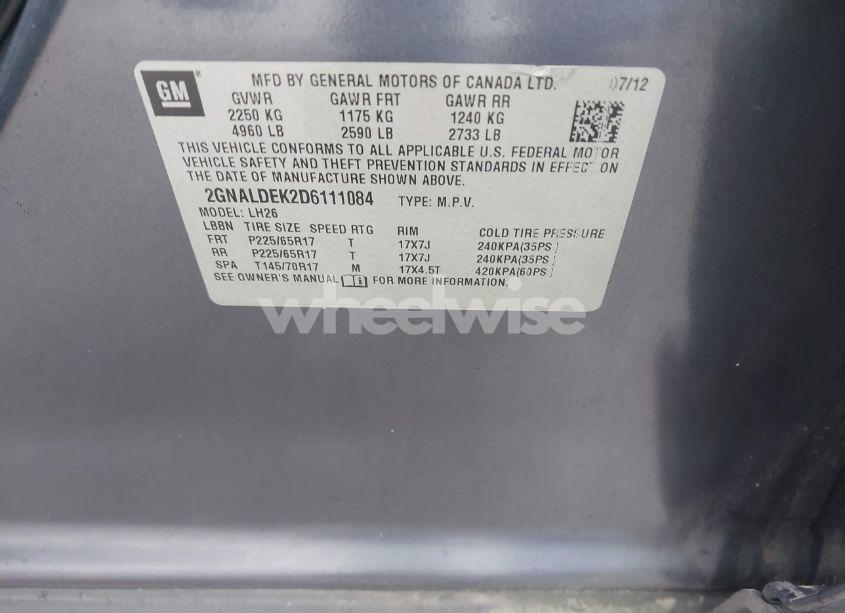 Photo 9 of 2013 Chevrolet Equinox 1LT (VIN 2GNALDEK2D6111084)