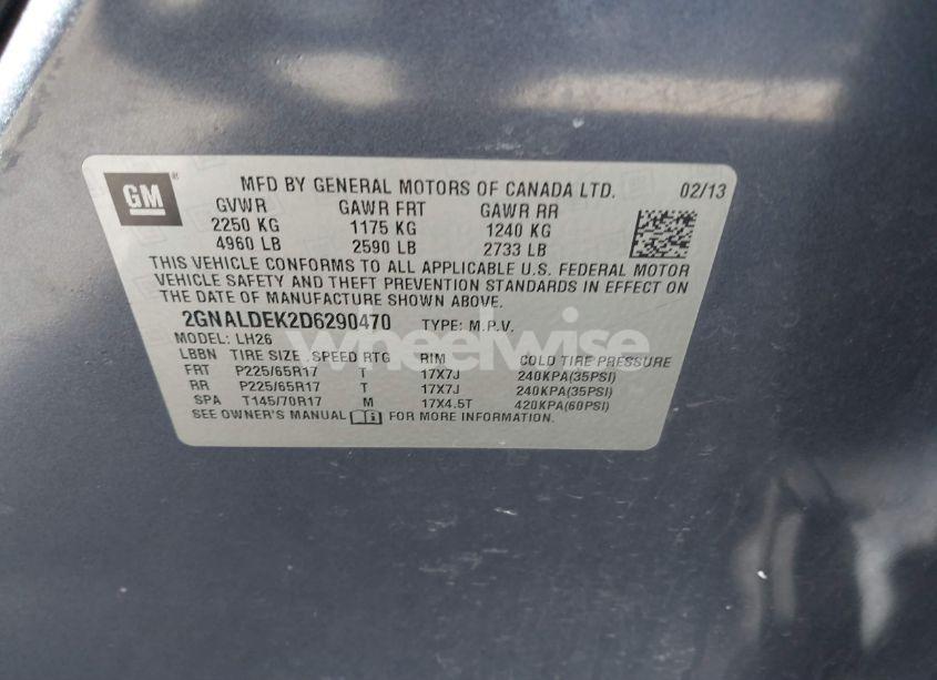 Photo 9 of 2013 Chevrolet Equinox 1LT (VIN 2GNALDEK2D6290470)