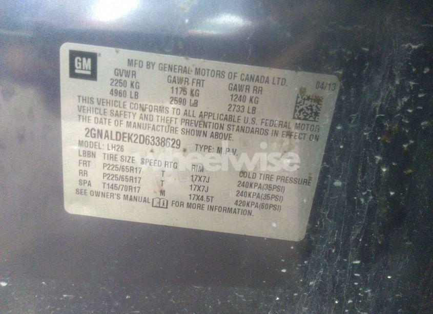 Photo 9 of 2013 Chevrolet Equinox 1LT (VIN 2GNALDEK2D6338629)