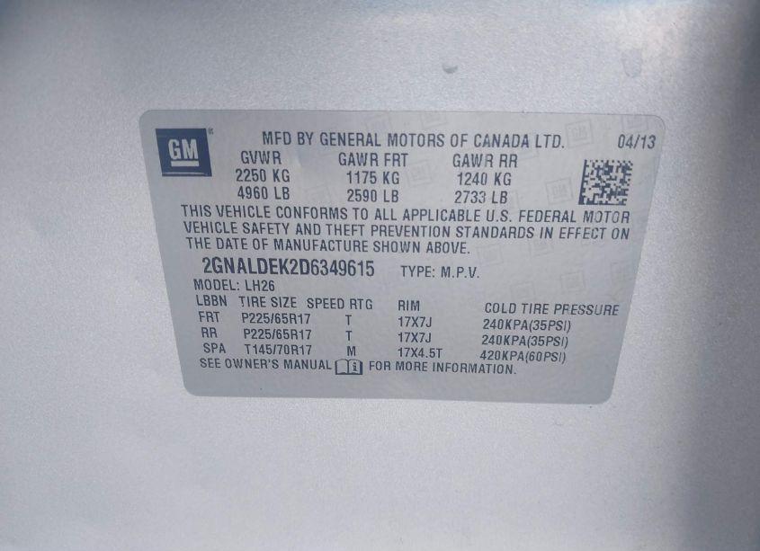 Photo 9 of 2013 Chevrolet Equinox 1LT (VIN 2GNALDEK2D6349615)