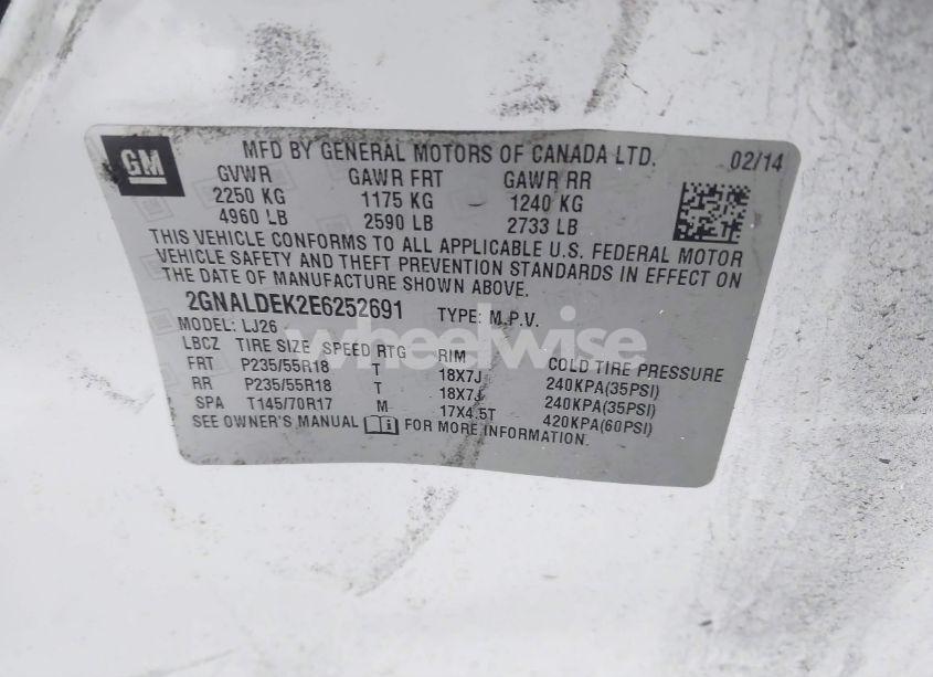 Photo 9 of 2014 Chevrolet Equinox LTZ (VIN 2GNALDEK2E6252691)