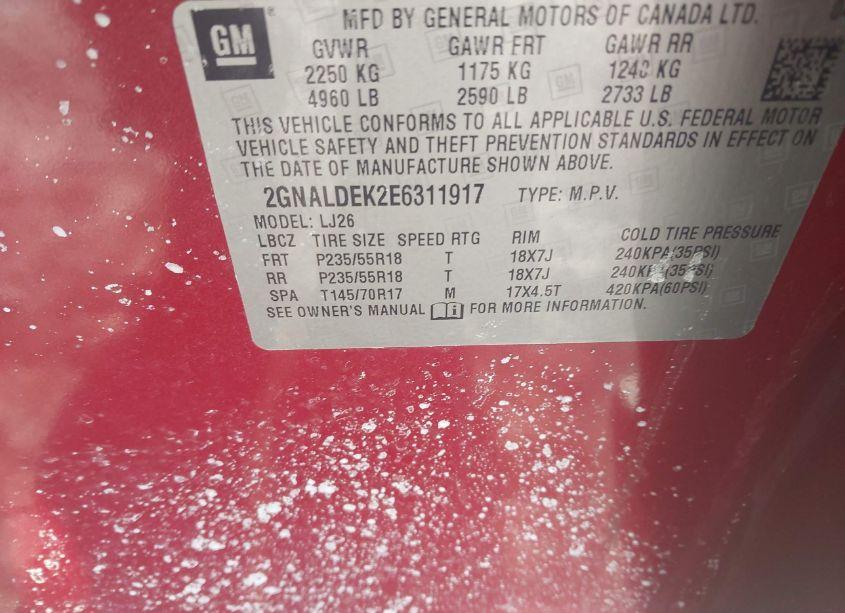 Photo 9 of 2014 Chevrolet Equinox LTZ (VIN 2GNALDEK2E6311917)