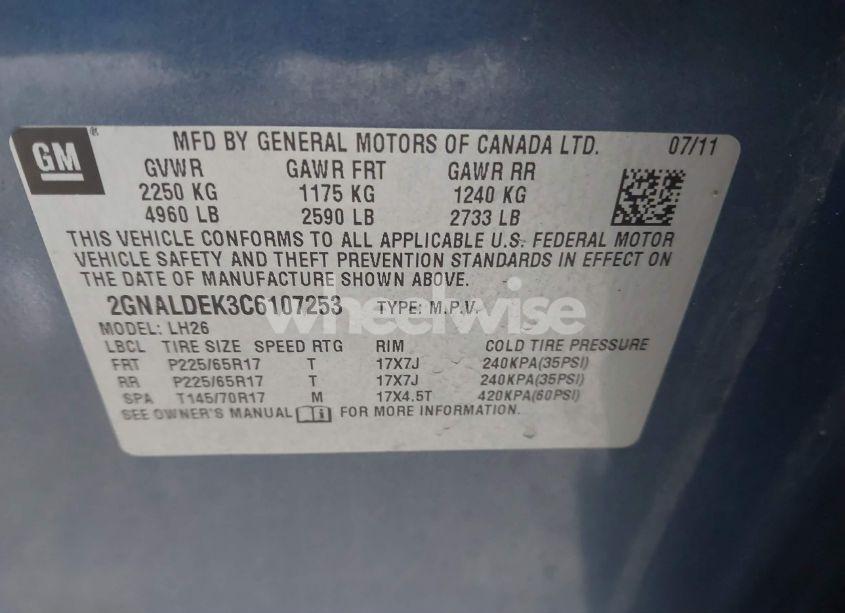 Photo 9 of 2012 Chevrolet Equinox 1LT (VIN 2GNALDEK3C6107253)