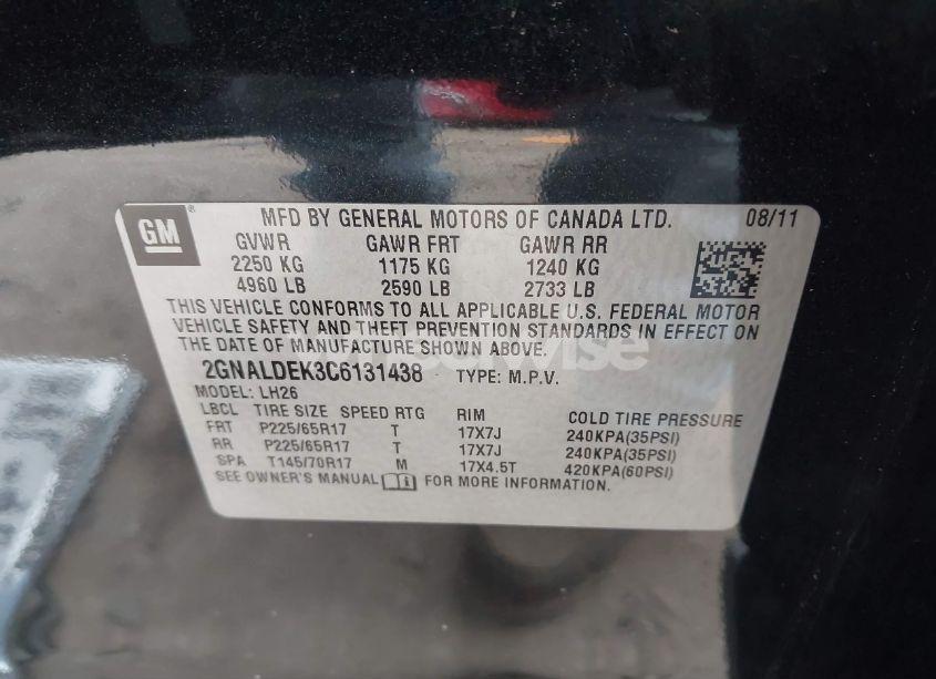 Photo 9 of 2012 Chevrolet Equinox 1LT (VIN 2GNALDEK3C6131438)