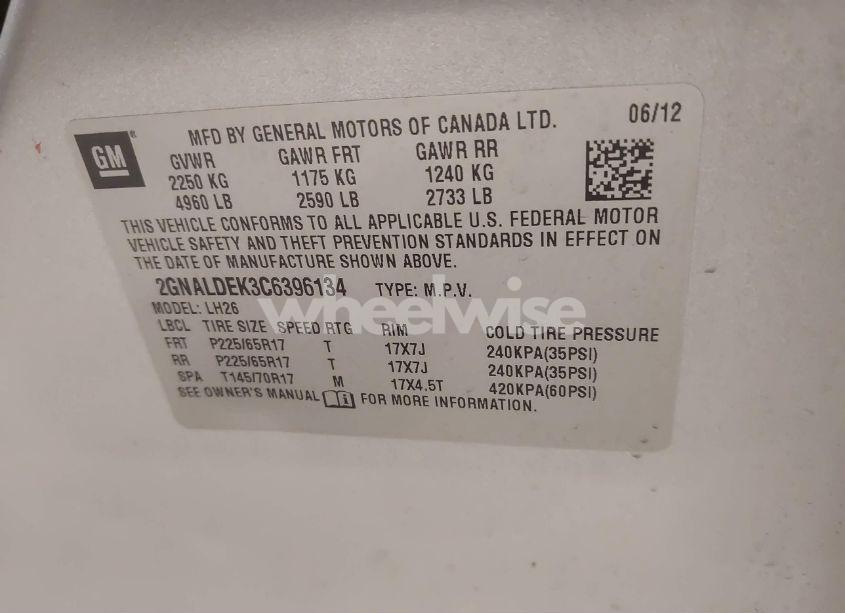 Photo 9 of 2012 Chevrolet Equinox 1LT (VIN 2GNALDEK3C6396134)