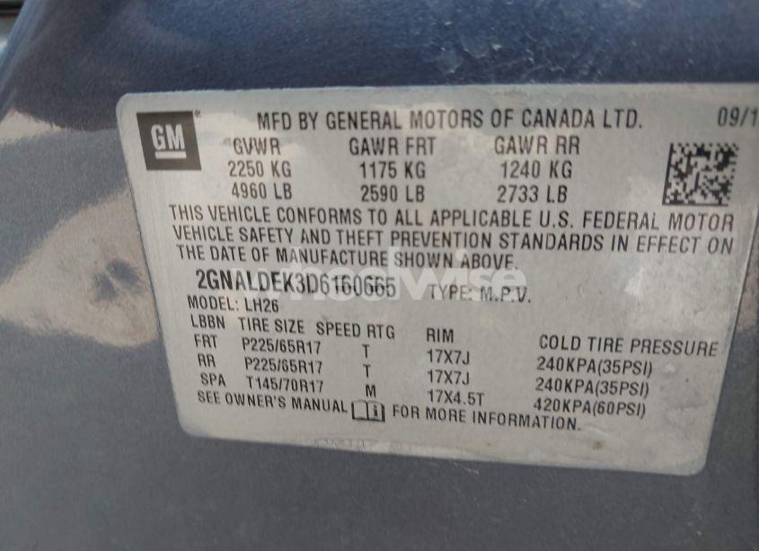 Photo 9 of 2013 Chevrolet Equinox 1LT (VIN 2GNALDEK3D6160665)