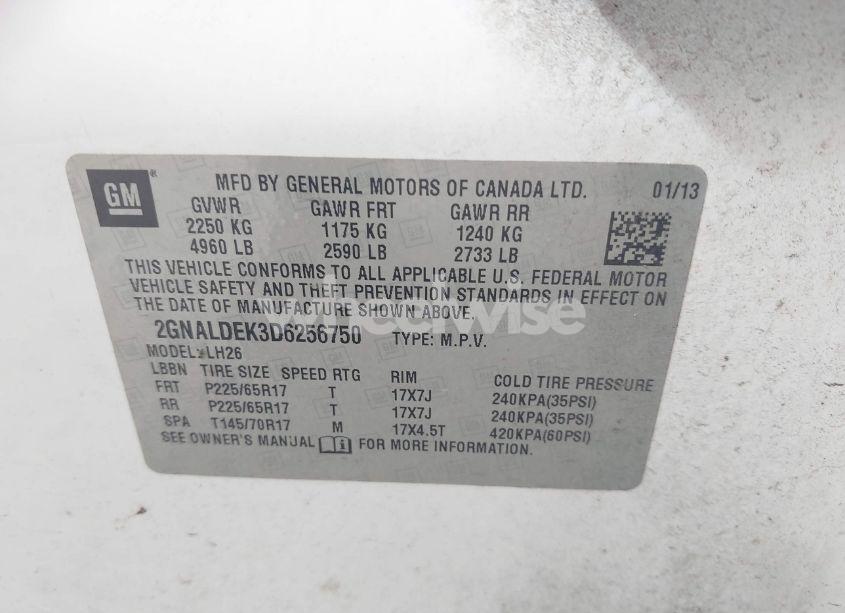 Photo 9 of 2013 Chevrolet Equinox 1LT (VIN 2GNALDEK3D6256750)