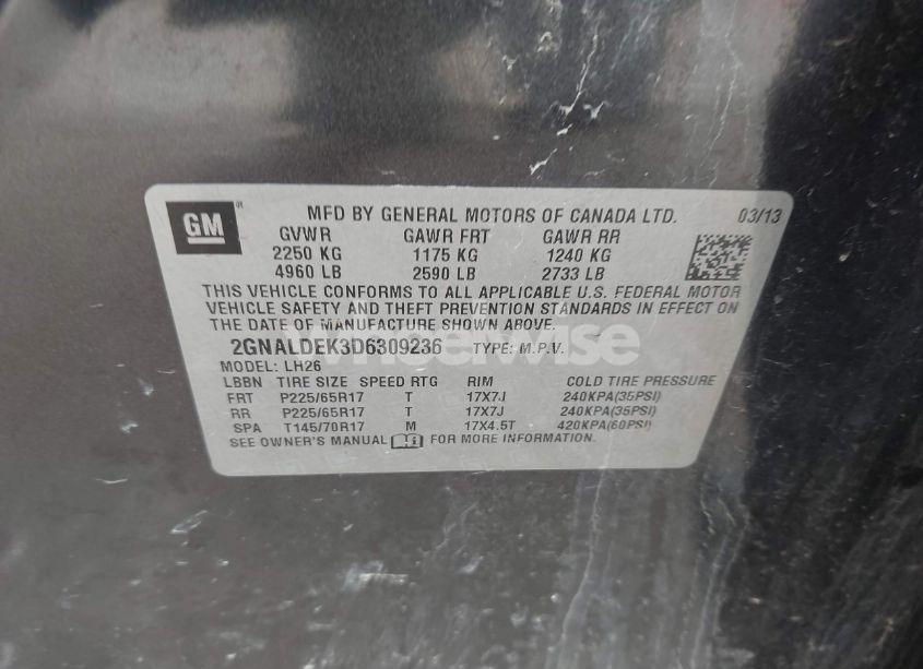 Photo 9 of 2013 Chevrolet Equinox 1LT (VIN 2GNALDEK3D6309236)