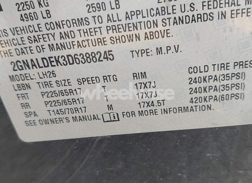 Photo 9 of 2013 Chevrolet Equinox 1LT (VIN 2GNALDEK3D6388245)