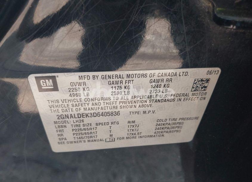 Photo 9 of 2013 Chevrolet Equinox 1LT (VIN 2GNALDEK3D6405836)