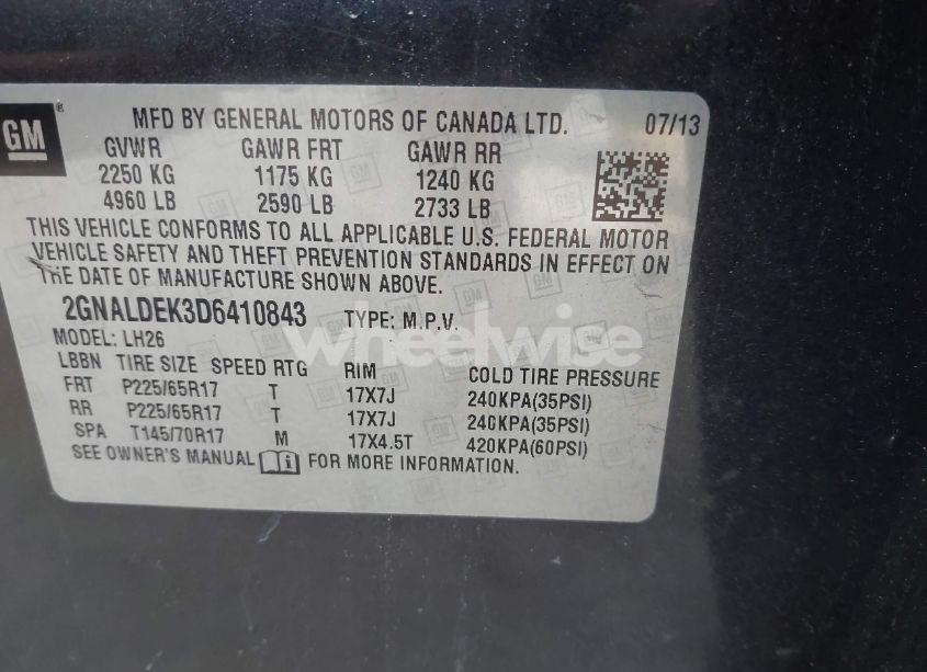 Photo 9 of 2013 Chevrolet Equinox 1LT (VIN 2GNALDEK3D6410843)