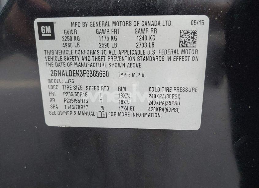 Photo 9 of 2015 Chevrolet Equinox LTZ (VIN 2GNALDEK3F6365650)