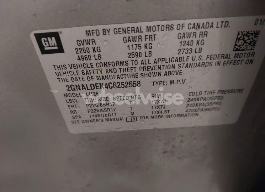 Photo 9 of 2012 Chevrolet Equinox 1LT (VIN 2GNALDEK4C6252558)