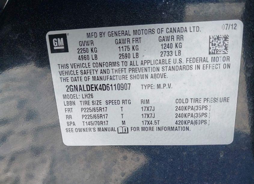 Photo 9 of 2013 Chevrolet Equinox 1LT (VIN 2GNALDEK4D6110907)