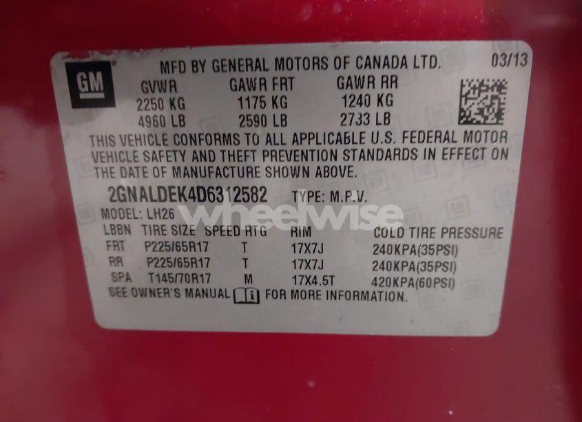 Photo 9 of 2013 Chevrolet Equinox 1LT (VIN 2GNALDEK4D6312582)