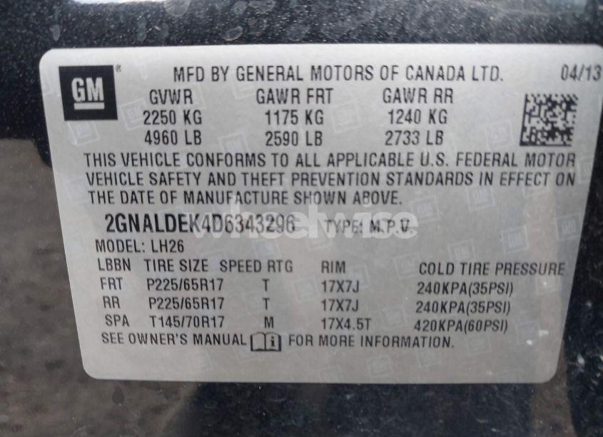 Photo 9 of 2013 Chevrolet Equinox 1LT (VIN 2GNALDEK4D6343296)