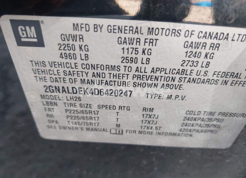 Photo 9 of 2013 Chevrolet Equinox 1LT (VIN 2GNALDEK4D6420247)