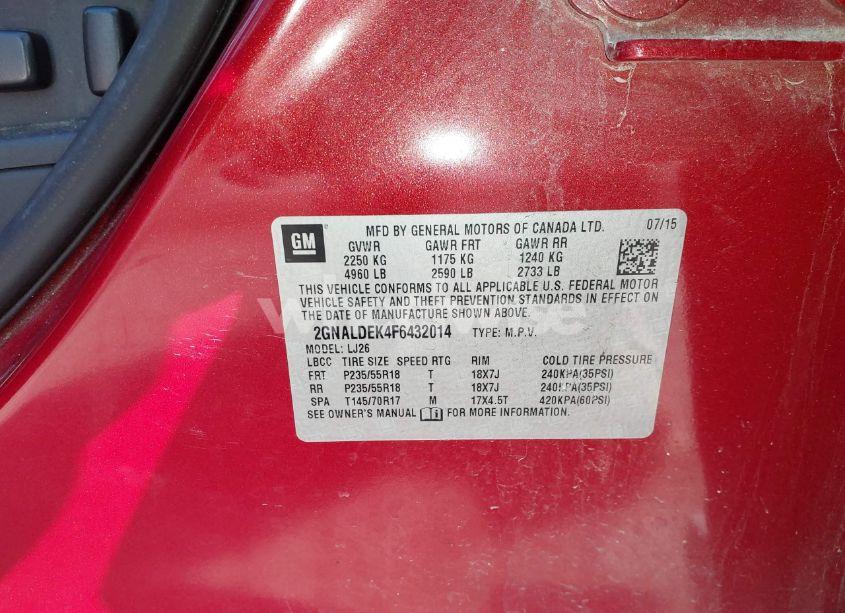 Photo 9 of 2015 Chevrolet Equinox LTZ (VIN 2GNALDEK4F6432014)