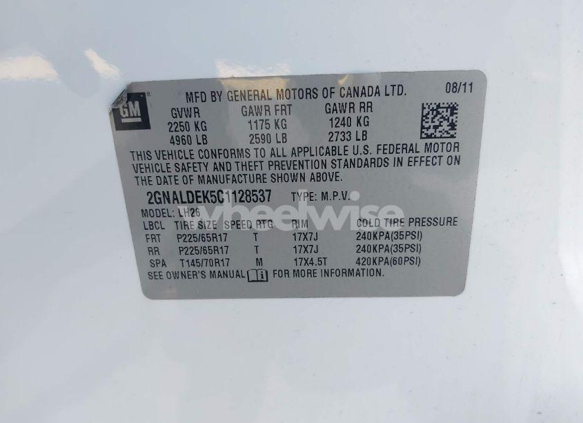 Photo 9 of 2012 Chevrolet Equinox 1LT (VIN 2GNALDEK5C1128537)