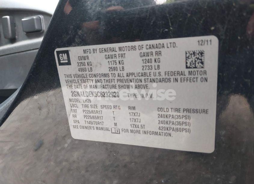 Photo 9 of 2012 Chevrolet Equinox 1LT (VIN 2GNALDEK5C6232920)