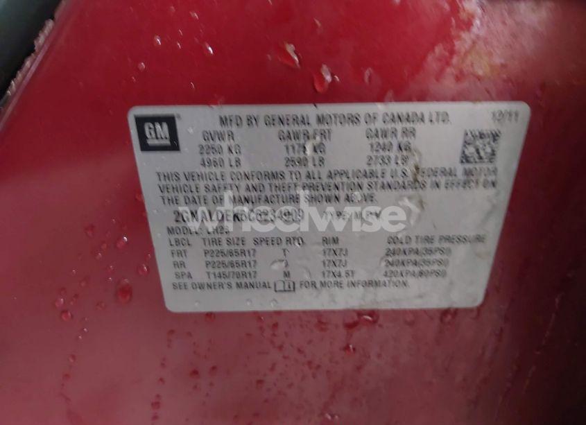 Photo 9 of 2012 Chevrolet Equinox 1LT (VIN 2GNALDEK5C6234909)