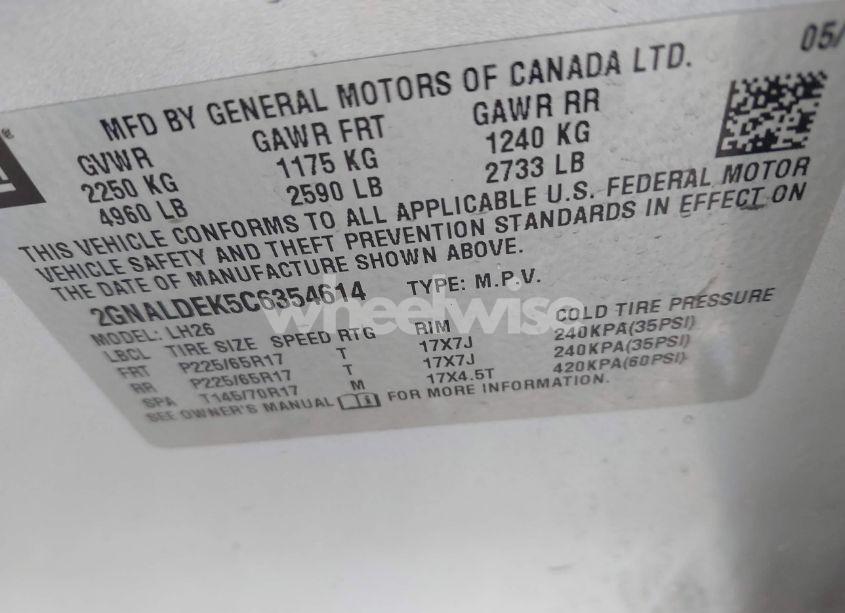 Photo 9 of 2012 Chevrolet Equinox 1LT (VIN 2GNALDEK5C6354614)