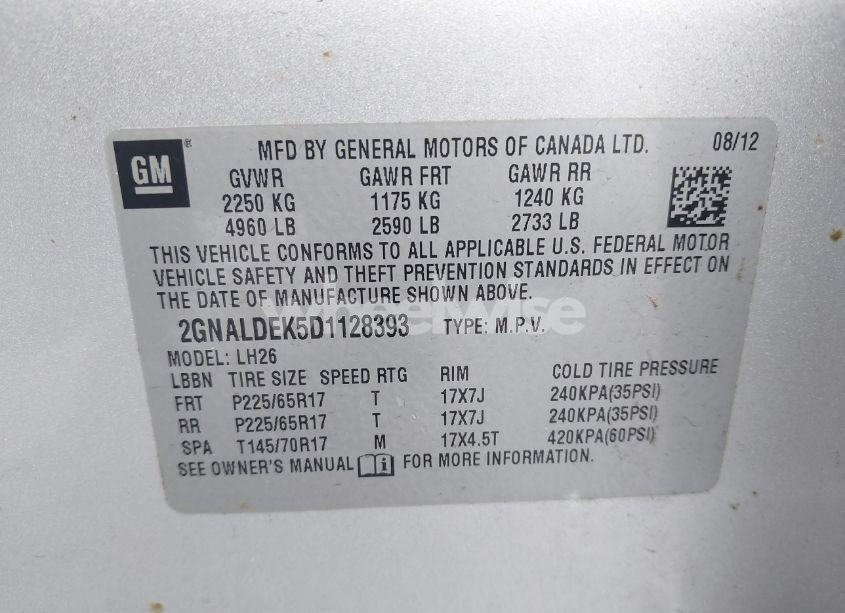 Photo 9 of 2013 Chevrolet Equinox 1LT (VIN 2GNALDEK5D1128393)