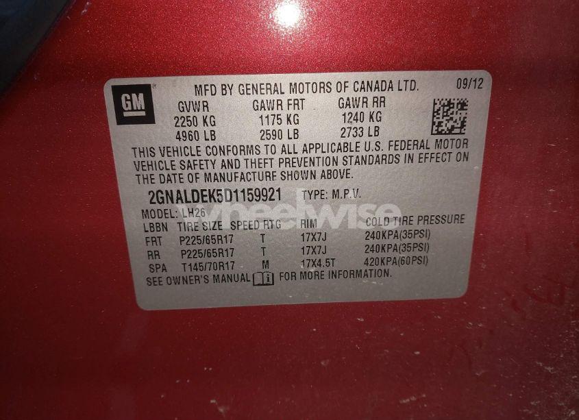 Photo 9 of 2013 Chevrolet Equinox 1LT (VIN 2GNALDEK5D1159921)