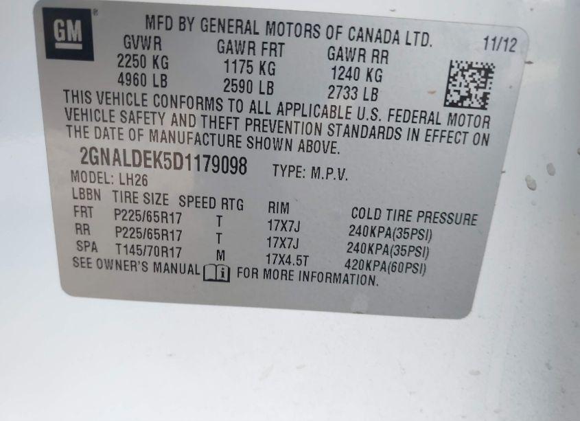 Photo 9 of 2013 Chevrolet Equinox 1LT (VIN 2GNALDEK5D1179098)