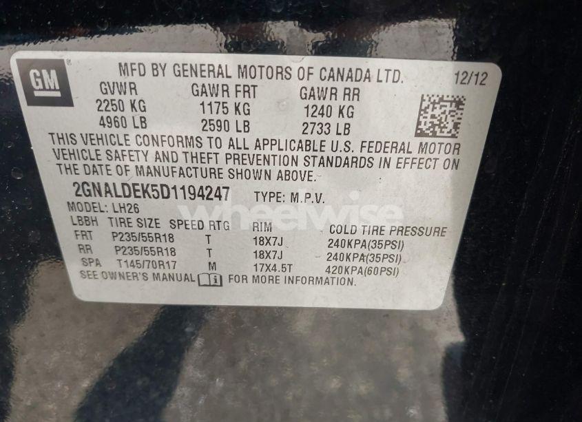 Photo 9 of 2013 Chevrolet Equinox 1LT (VIN 2GNALDEK5D1194247)