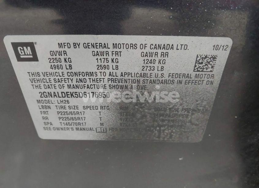 Photo 9 of 2013 Chevrolet Equinox 1LT (VIN 2GNALDEK5D6176950)